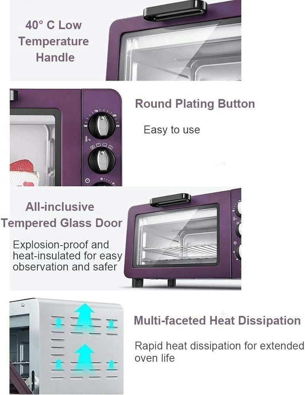 12L 1500W Mini Electric Oven for Baking, Toasting & Pizza