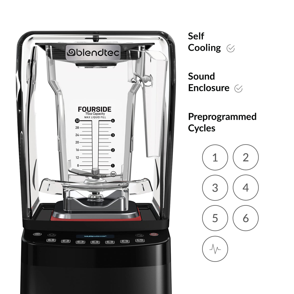 Blendtec Stealth X 885 Commercial Blender (Black) & 75oz* FourSide Jar