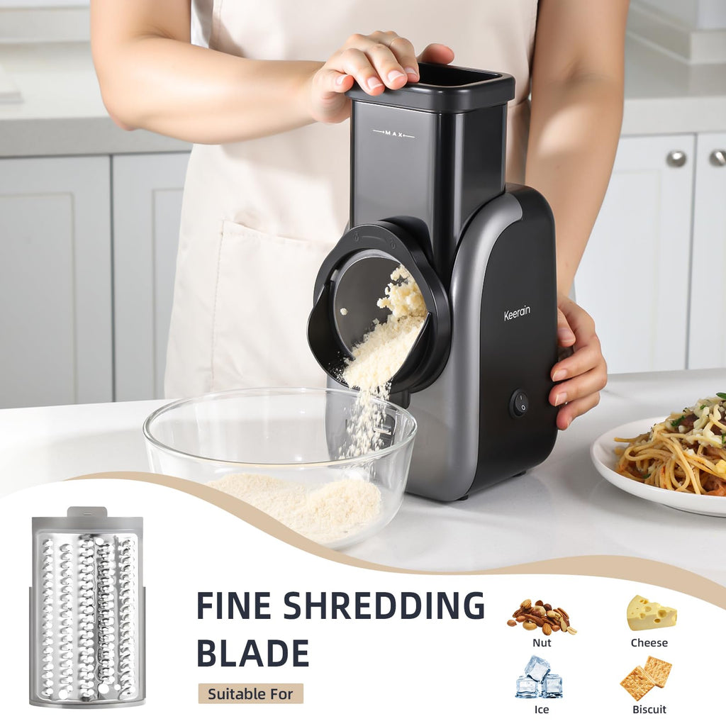 250W Electric Cheese Grater & Vegetable Slicer with 5 Blades