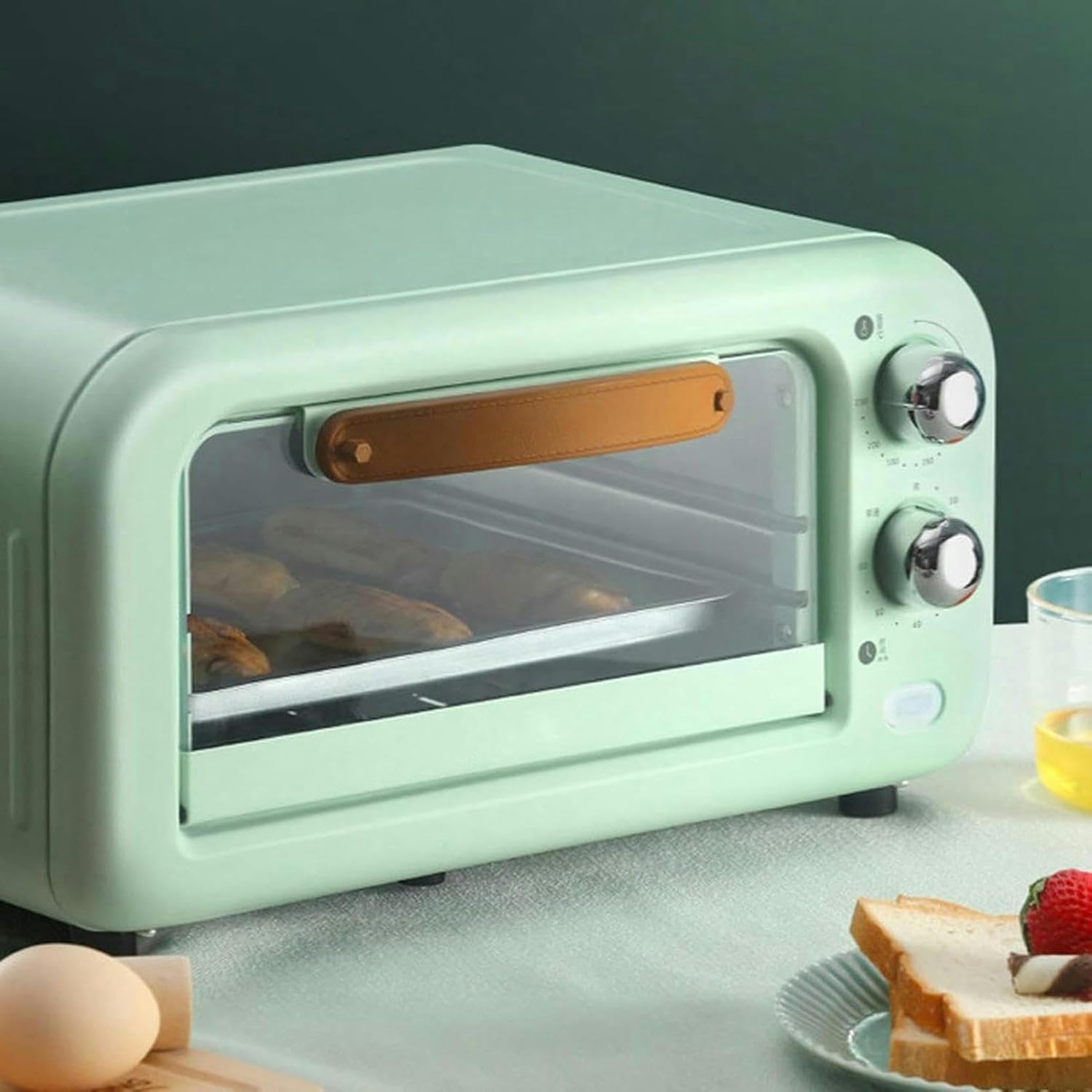 12L Retro Mini Electric Oven with Adjustable Temperature & Timer