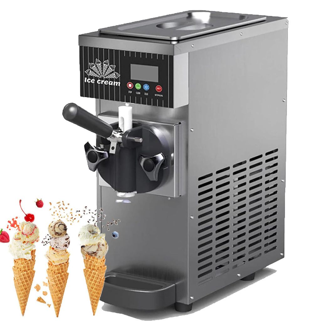 Commercial Soft Serve Ice Cream Maker with LCD Control & Auto Clean