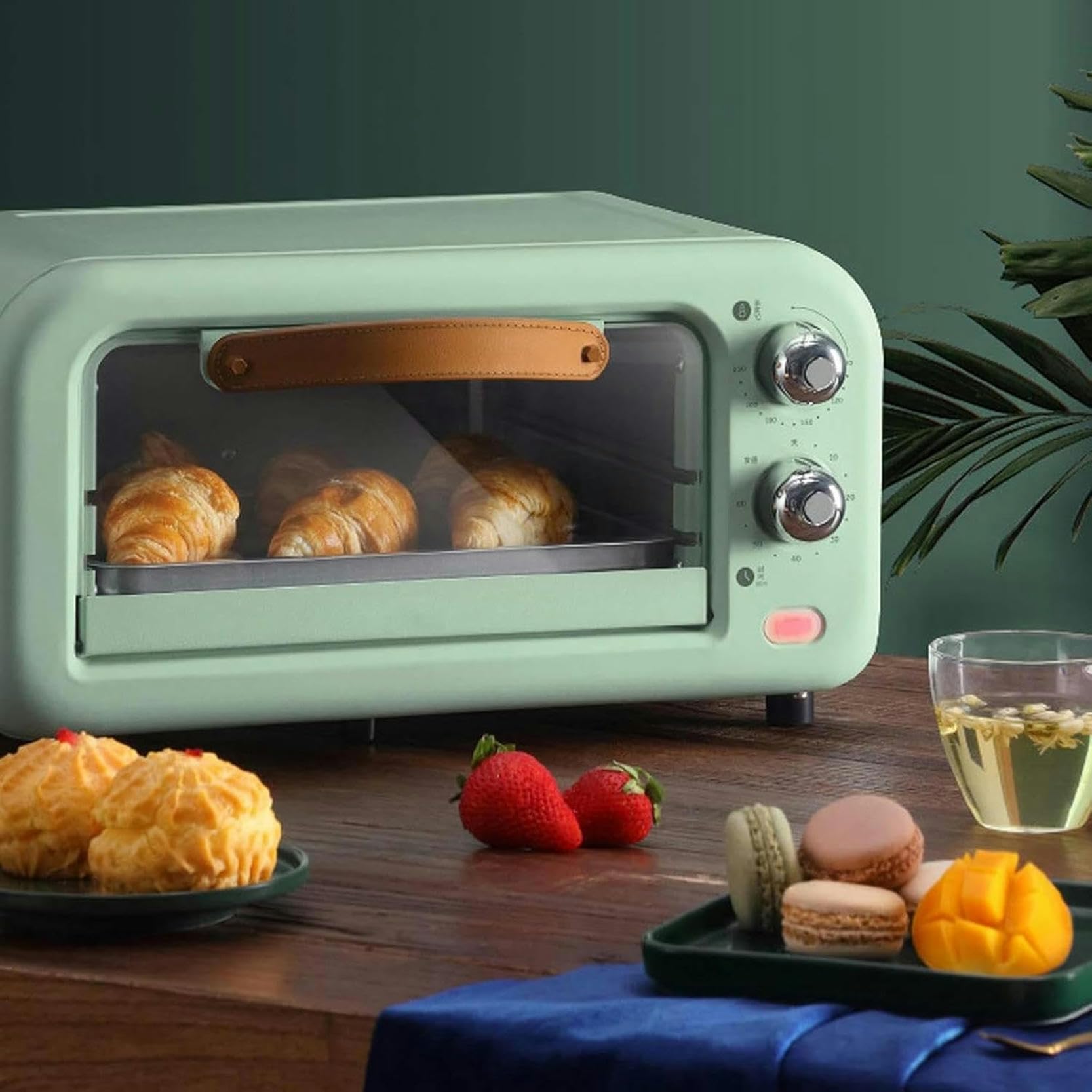 12L Retro Mini Electric Oven with Adjustable Temperature & Timer