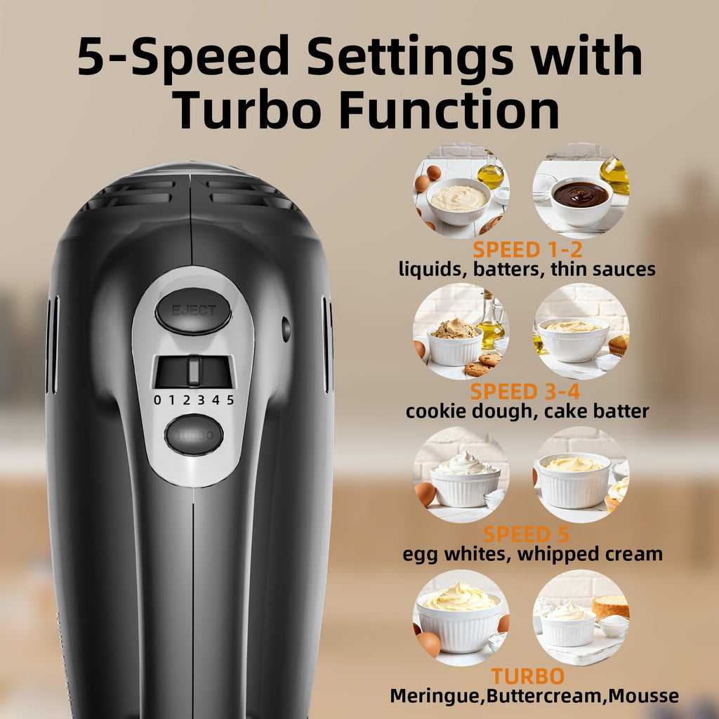 2-in-1 Stand Mixer with Auto-Rotating Bowl & 5-Speed Control