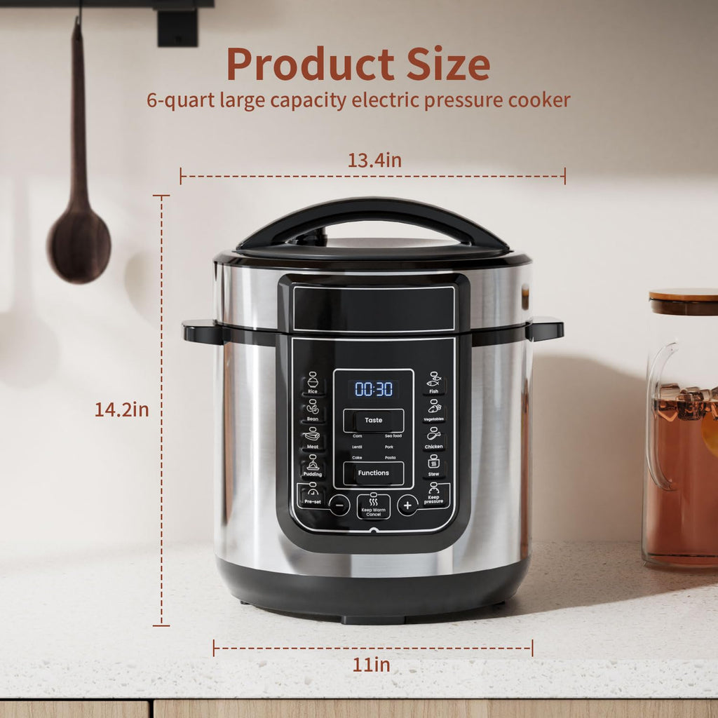 6-Quart 9-in-1 Electric Pressure Cooker with 14 Presets