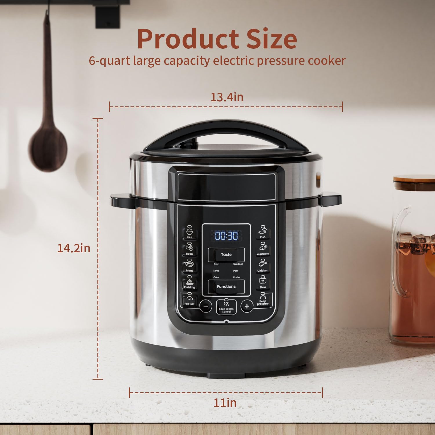 6-Quart 9-in-1 Electric Pressure Cooker with 14 Presets