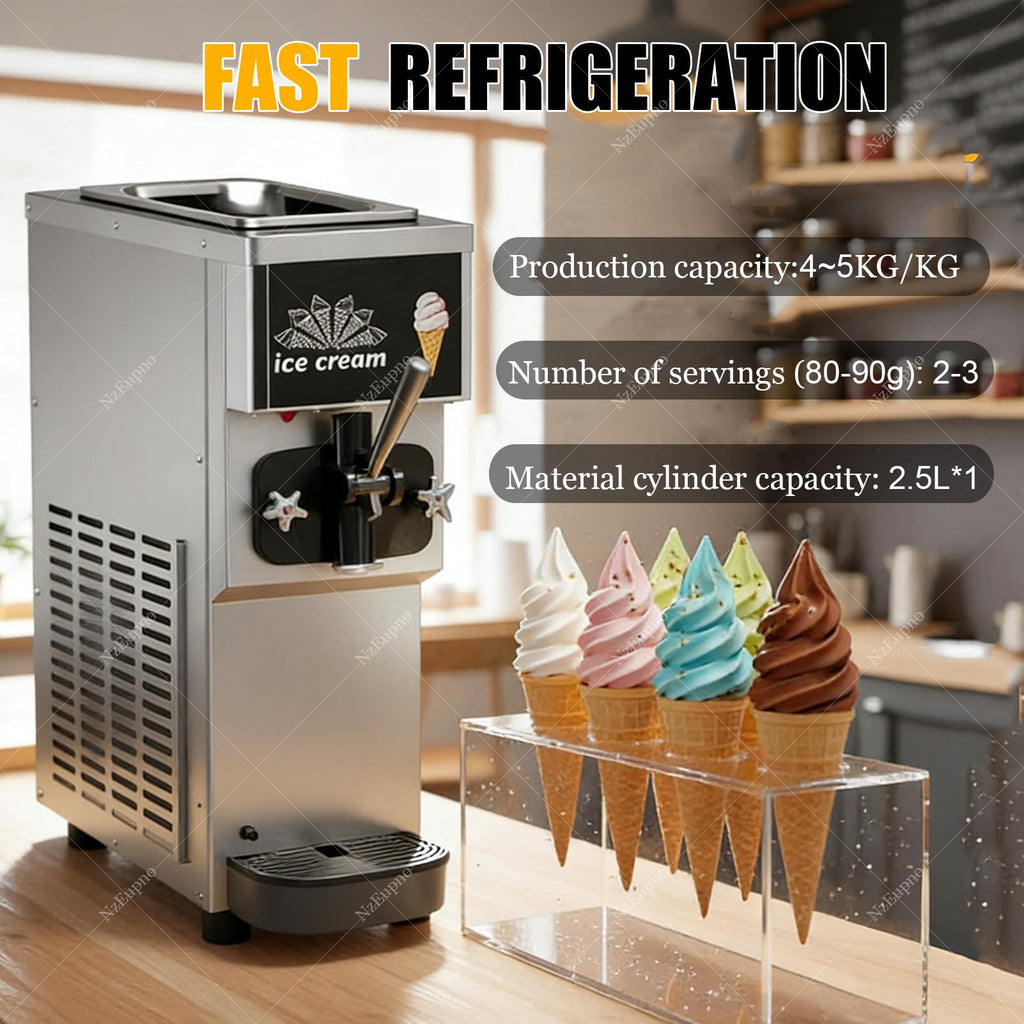 Commercial Soft Serve Ice Cream Maker with LCD Control & Auto Clean