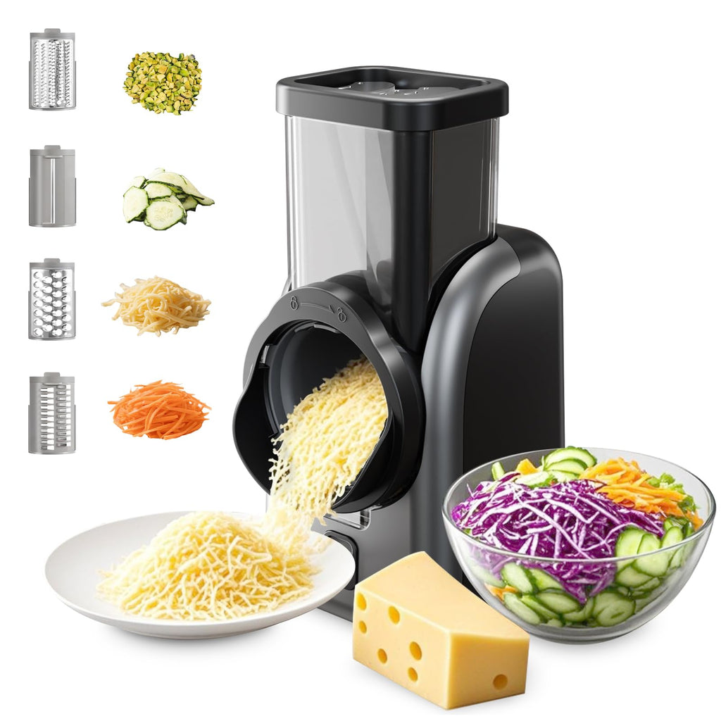 250W Electric Cheese Grater & Vegetable Slicer with 5 Blades