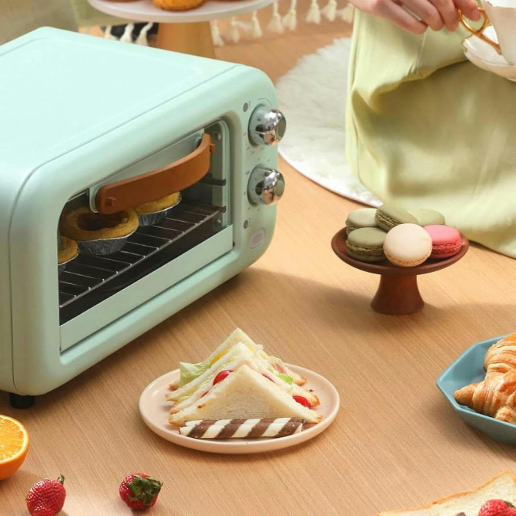 12L Retro Mini Electric Oven with Adjustable Temperature & Timer