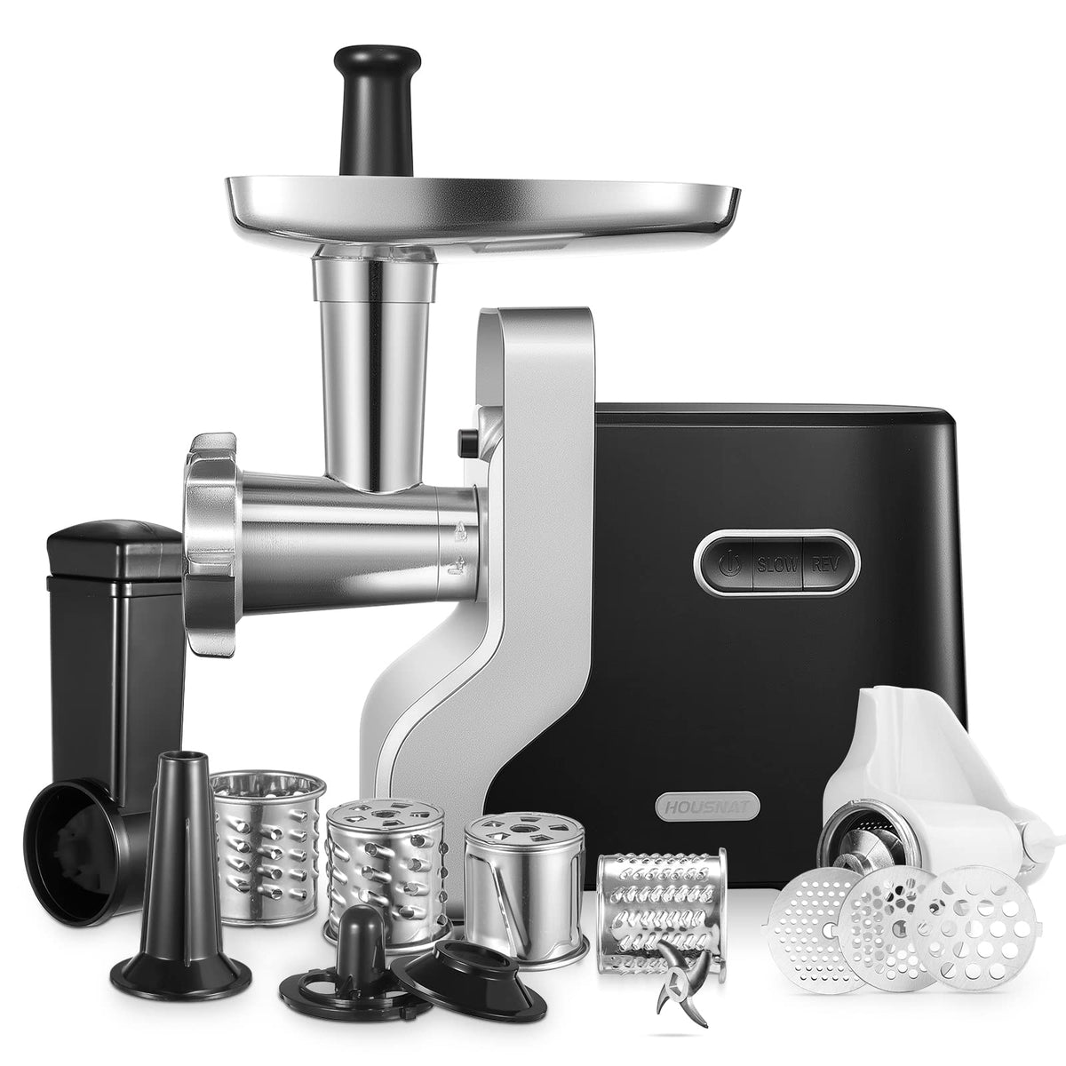 HOUSNAT 5-in-1 Meat Grinder Heavy Duty, 3000W Max Ultra Powerful