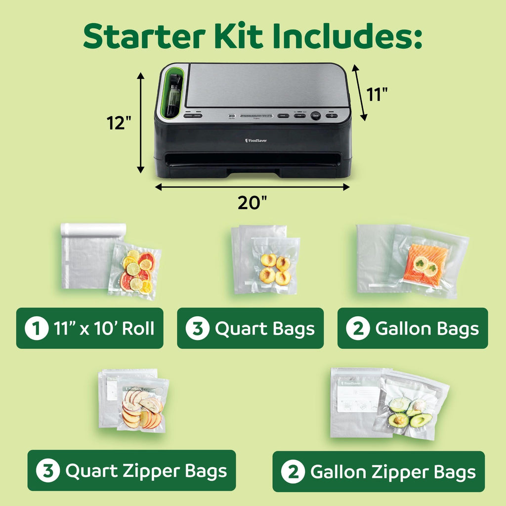 2-in-1 Vacuum Sealer Machine with Automatic Bag Detection & Starter Kit