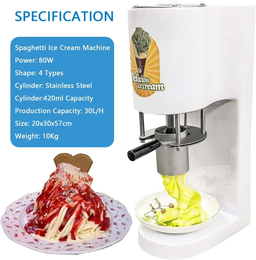 Commercial Stainless Steel Spaghetti Ice Cream Maker with 4 Shape Molds