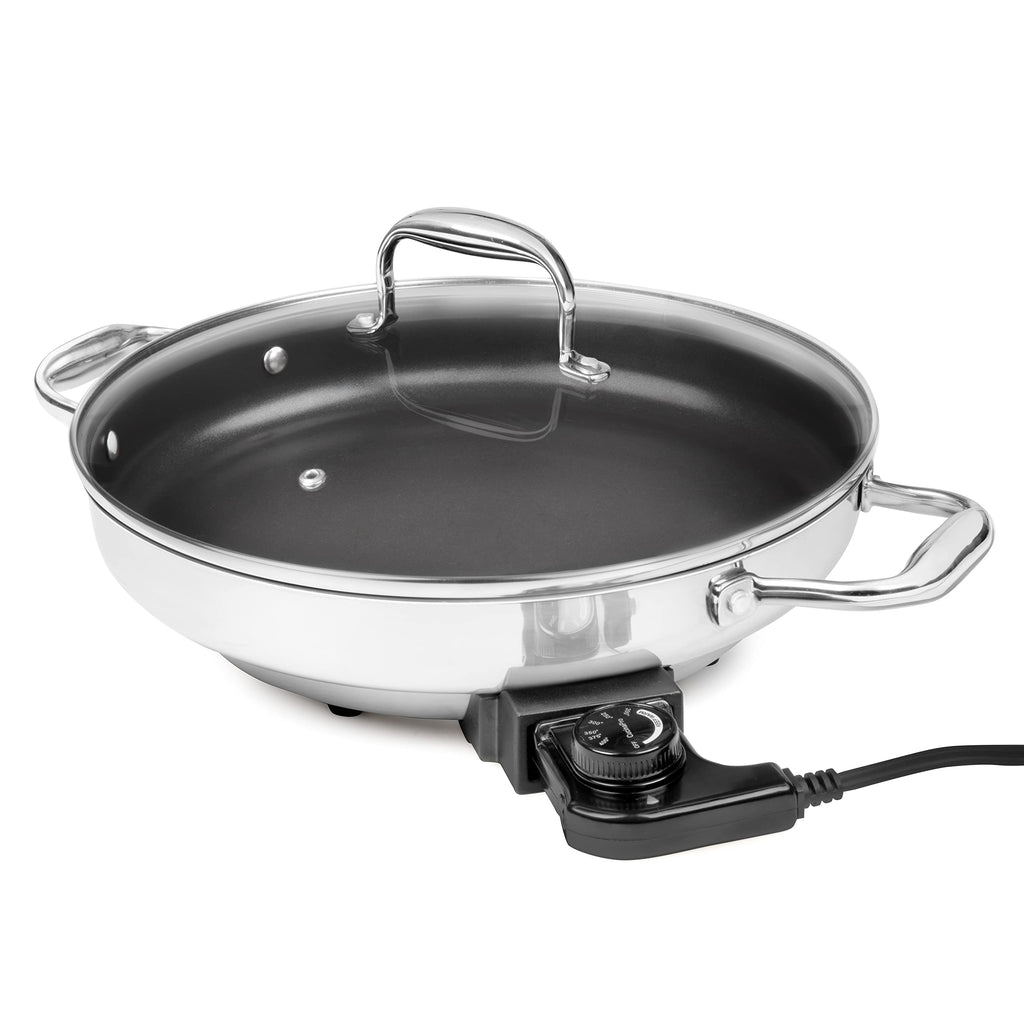 CucinaPro 1654 Stainless Steel Electric Skillet Non-Stick Interior