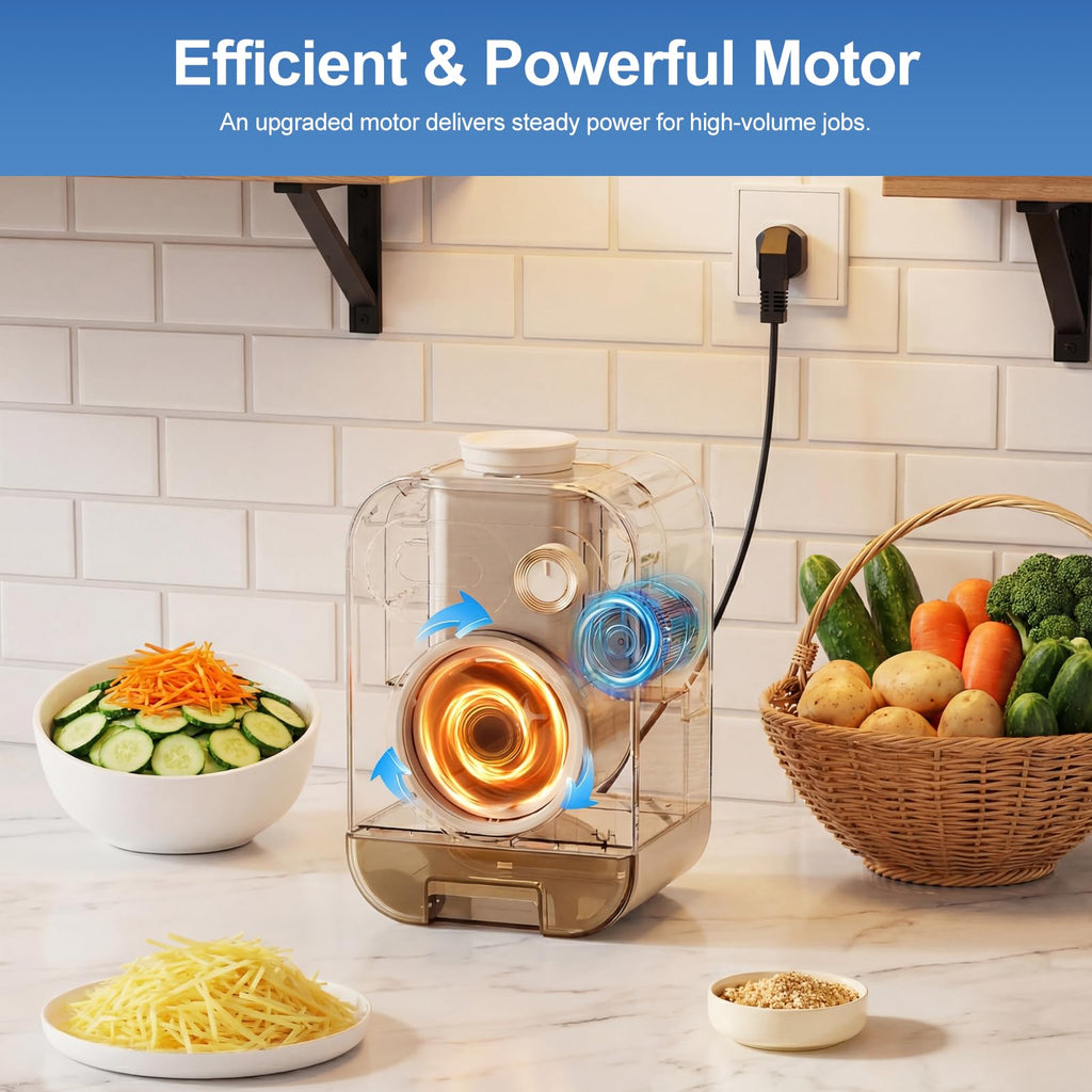 5-in-1 Electric Vegetable Slicer & Cheese Grater with One-Touch Control