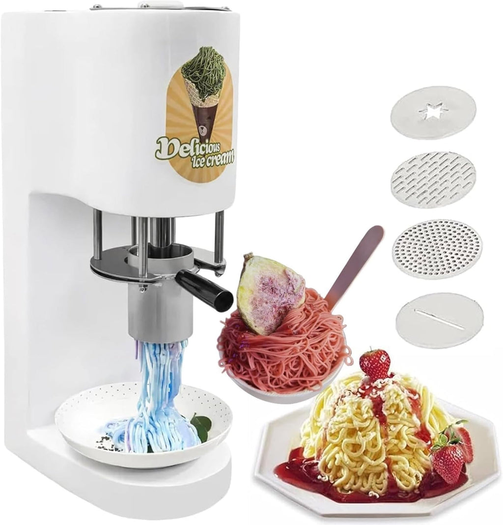Commercial Stainless Steel Spaghetti Ice Cream Maker with 4 Shape Molds