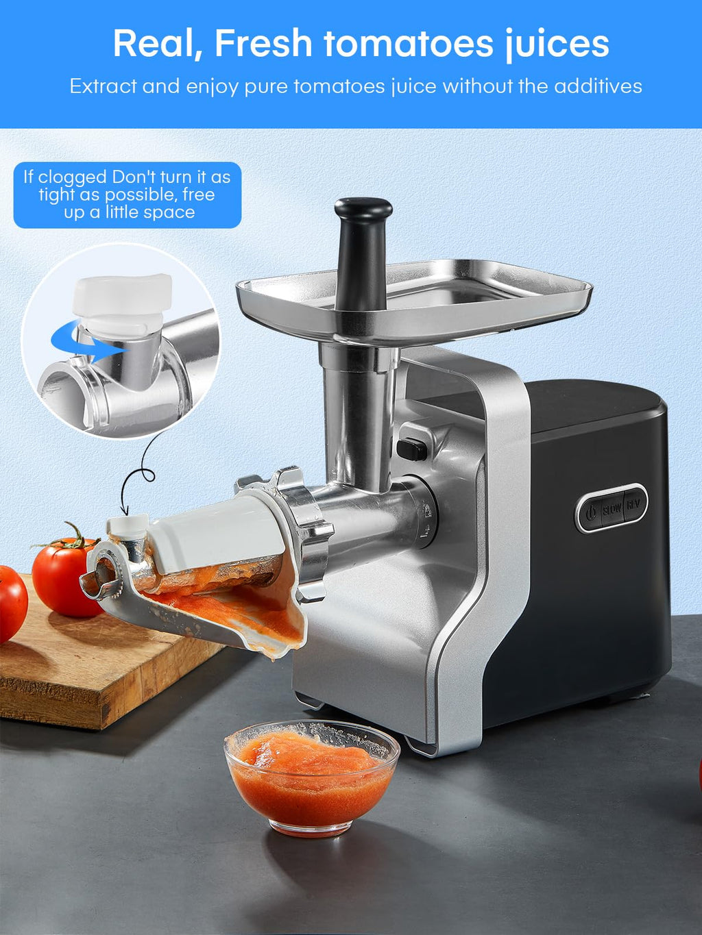 HOUSNAT 5-in-1 Meat Grinder Heavy Duty, 3000W Max Ultra Powerful