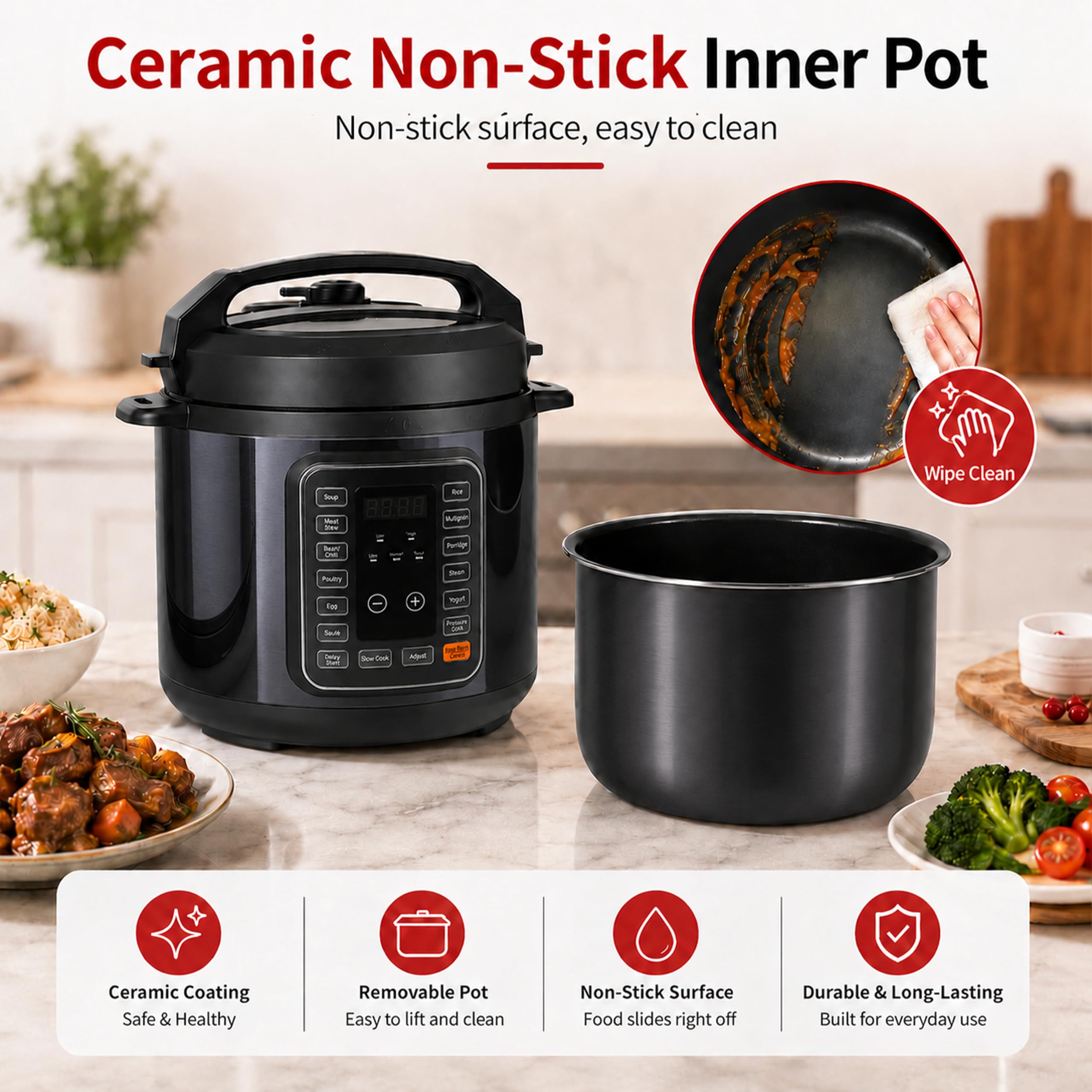 8-Quart Electric Pressure Cooker with 12 Presets