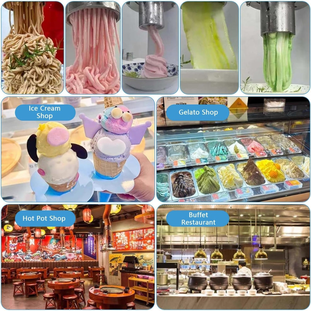 Commercial Stainless Steel Spaghetti Ice Cream Maker with 4 Shape Molds