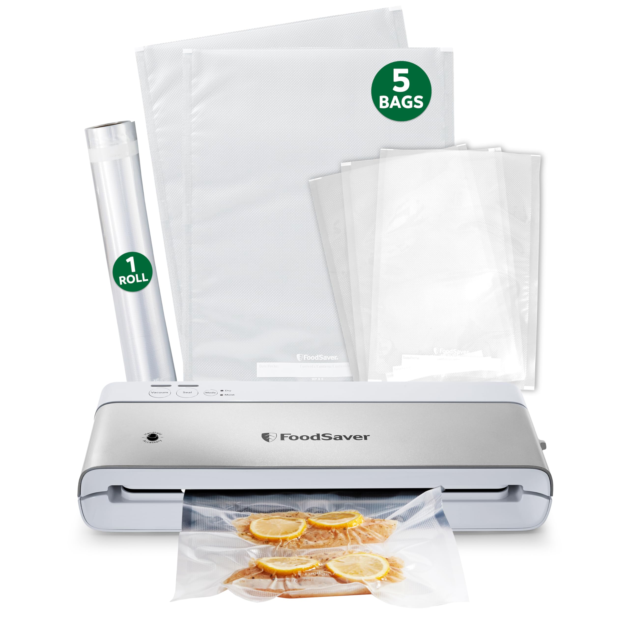 Compact Vacuum Sealer Machine with Bags & Roll for Food Storage