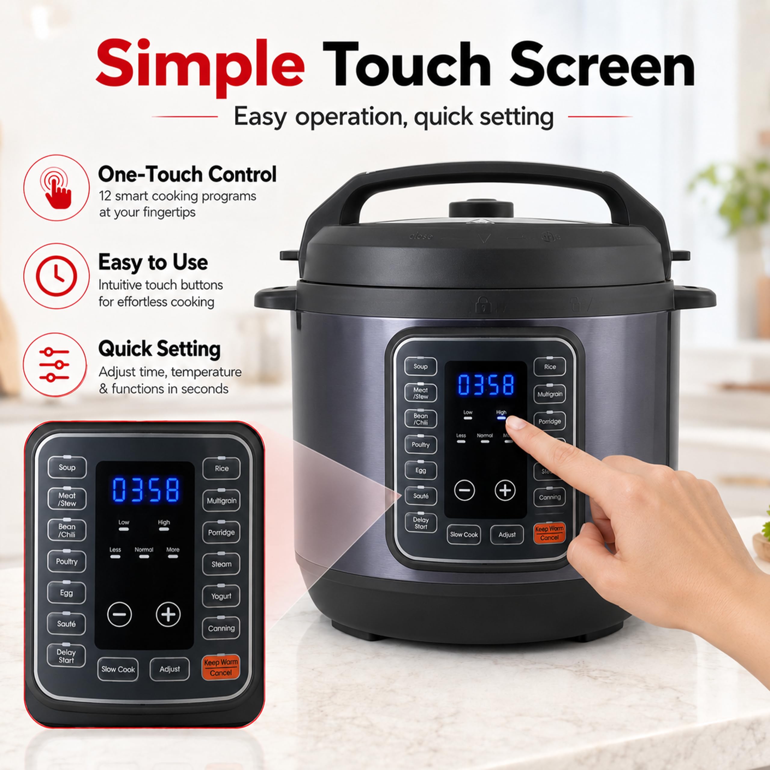 8-Quart Electric Pressure Cooker with 12 Presets