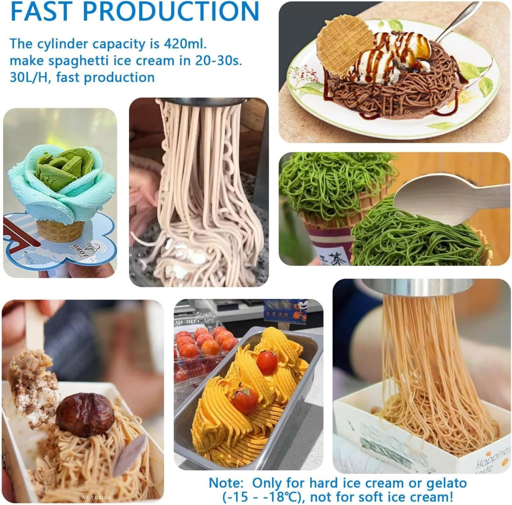 Commercial Stainless Steel Spaghetti Ice Cream Maker with 4 Shape Molds