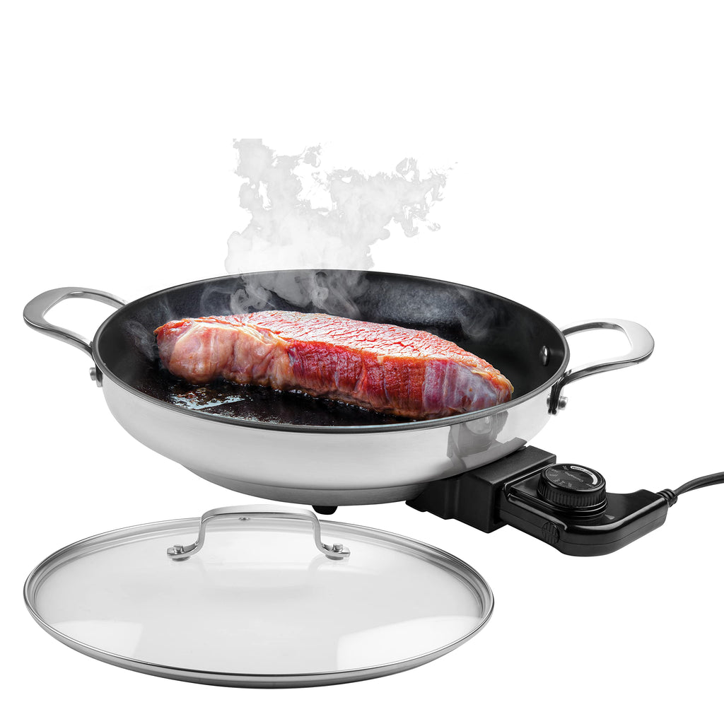 CucinaPro 1654 Stainless Steel Electric Skillet Non-Stick Interior