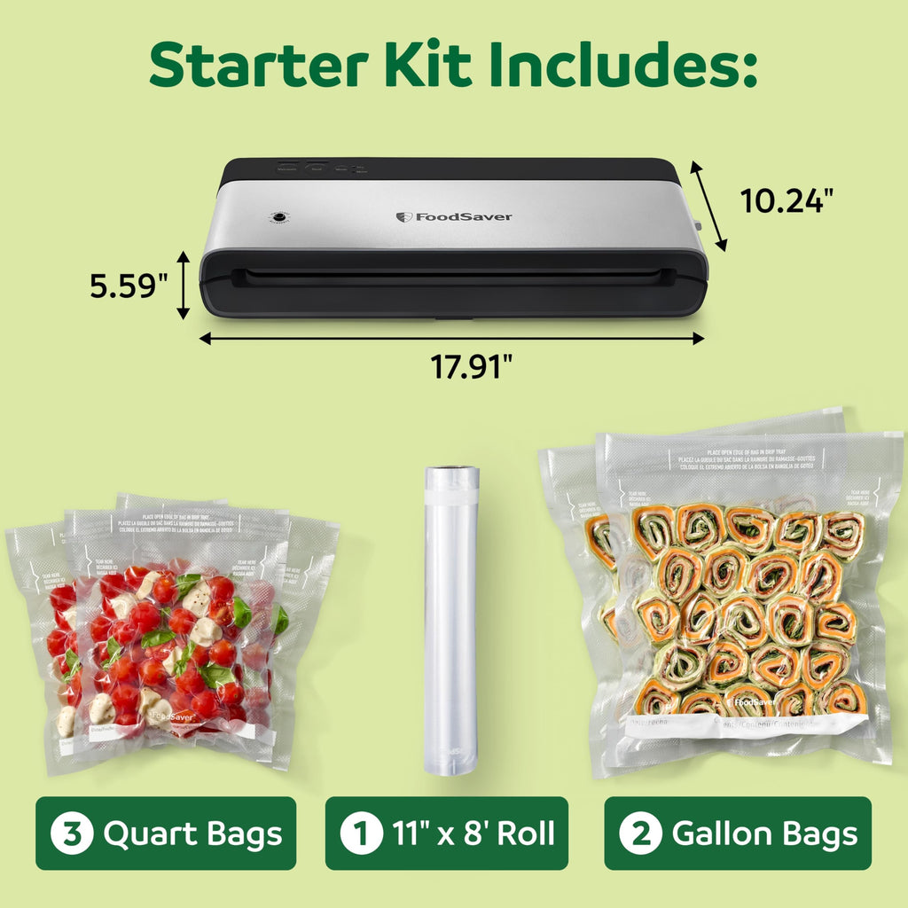 Compact Vacuum Sealer Machine with Bags & Roll for Food Storage