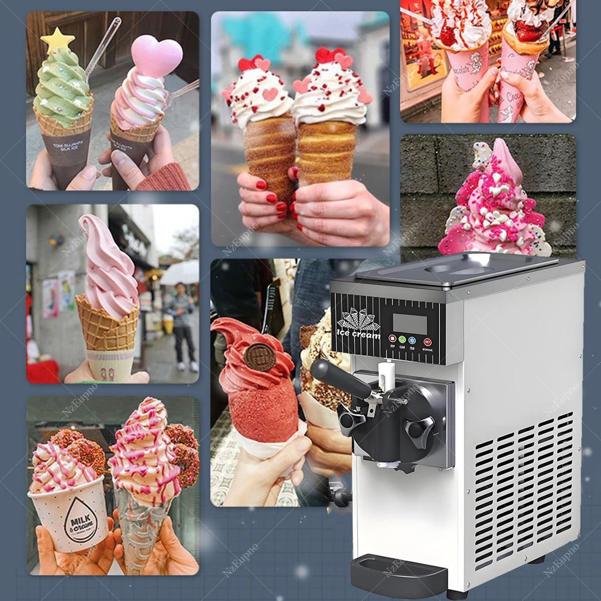 Commercial Soft Serve Ice Cream Maker with LCD Control & Auto Clean