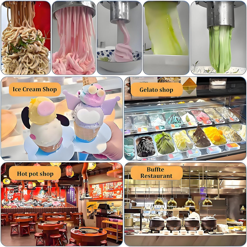 Commercial Ice Cream Spaghetti Press with 4 Shape Molds
