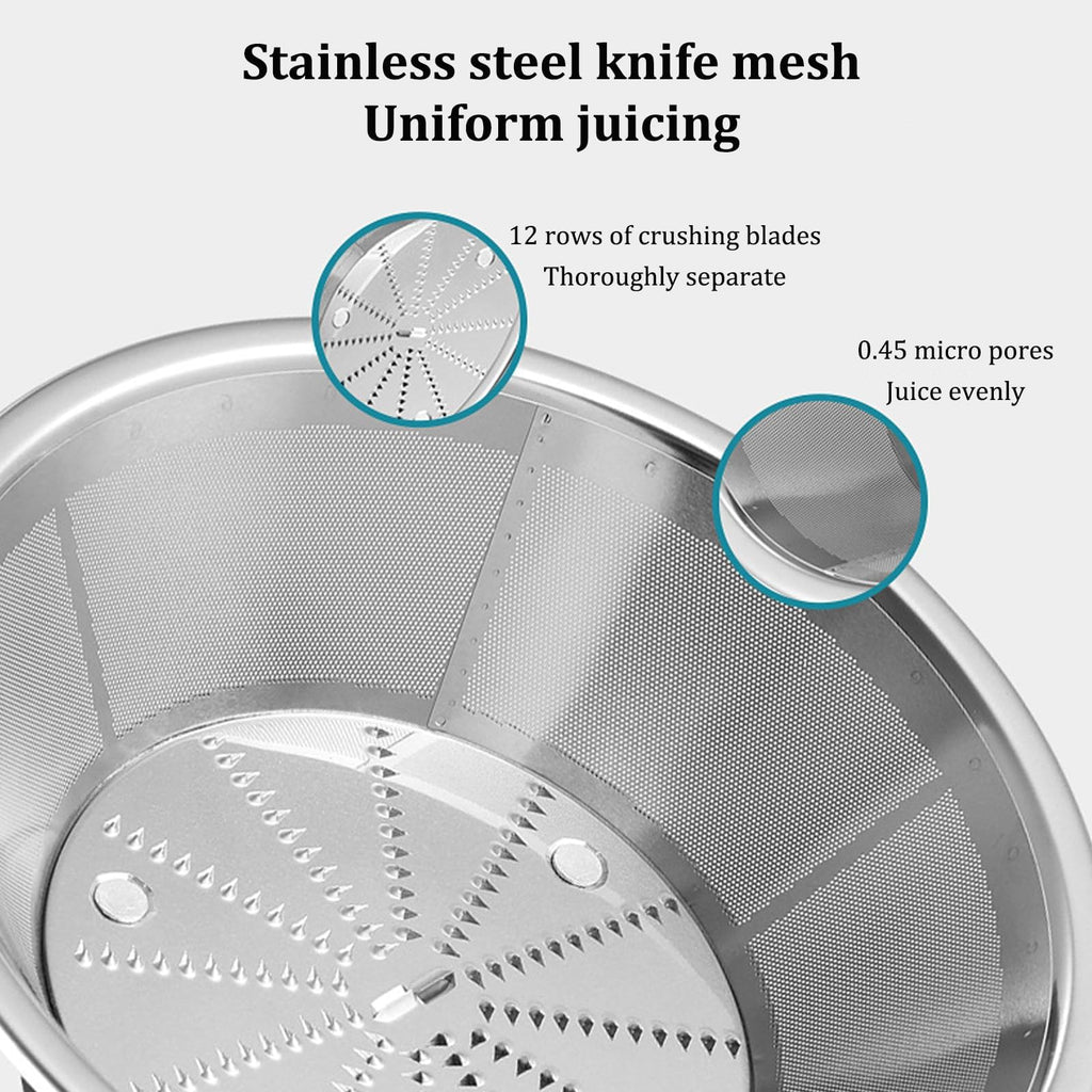 1250W Stainless Steel Centrifugal Juicer with 5-Speed Control