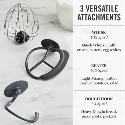 12-Speed Tilt-Head Stand Mixer with 5.3QT Stainless Steel Bowl & Attachments