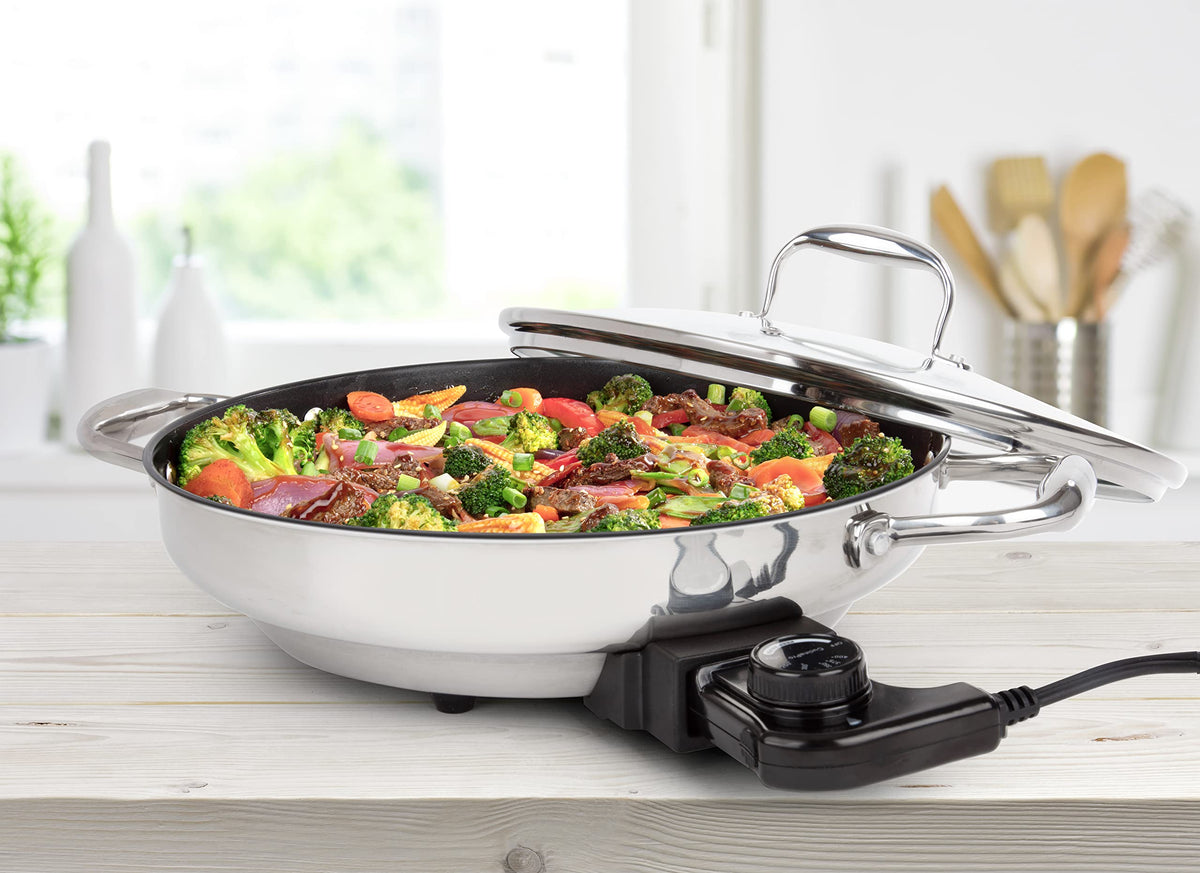 CucinaPro 1654 Stainless Steel Electric Skillet Non-Stick Interior