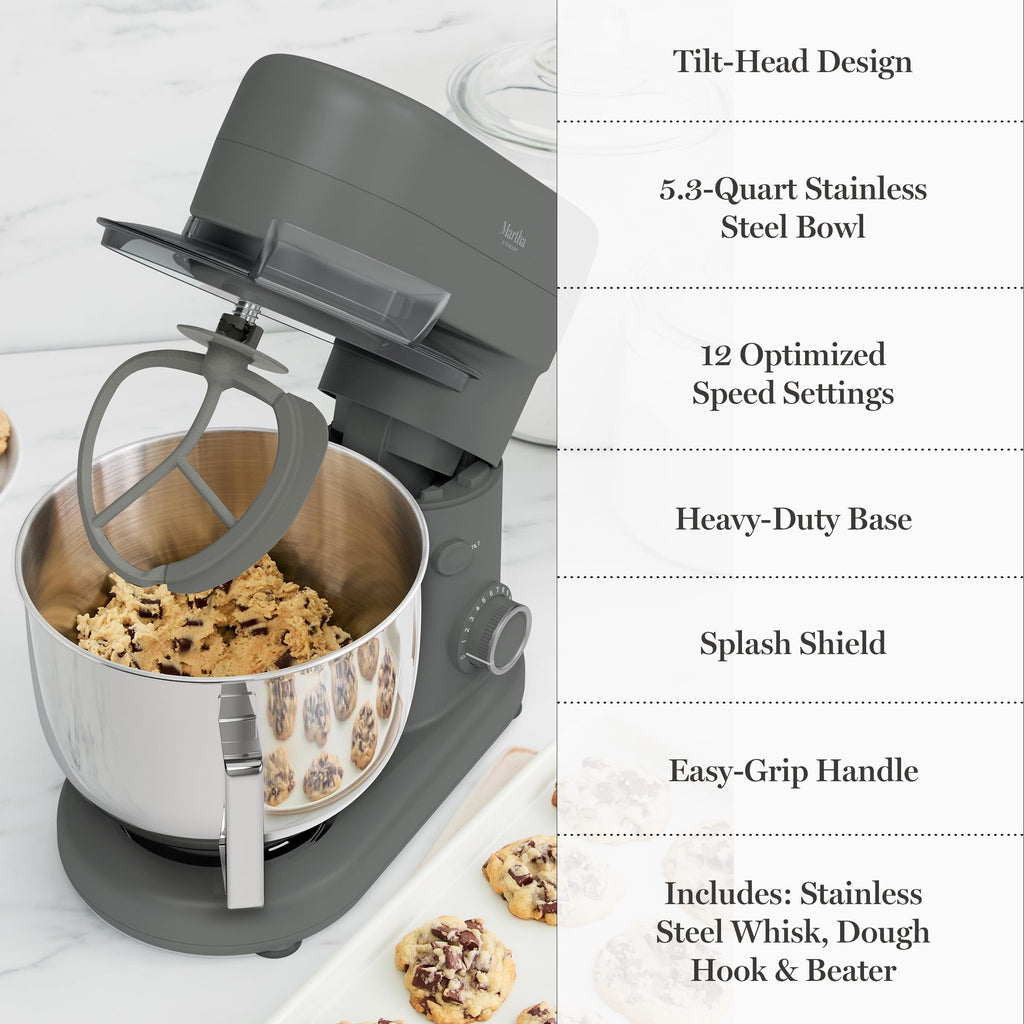 12-Speed Tilt-Head Stand Mixer with 5.3QT Stainless Steel Bowl & Attachments