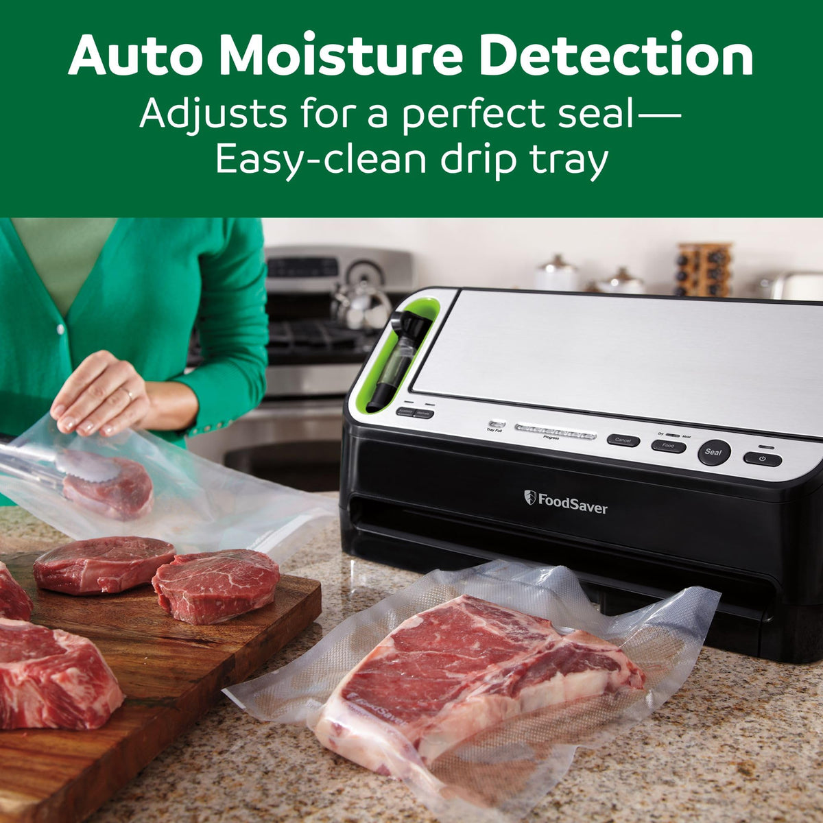 2-in-1 Vacuum Sealer Machine with Automatic Bag Detection & Starter Kit