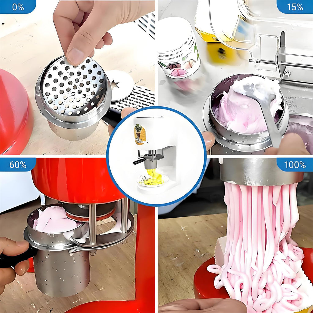 Commercial Ice Cream Spaghetti Press with 4 Shape Molds