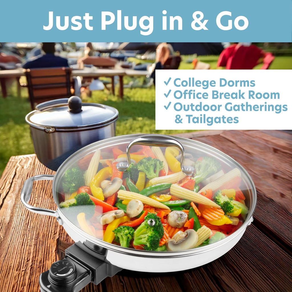 CucinaPro 1654 Stainless Steel Electric Skillet Non-Stick Interior